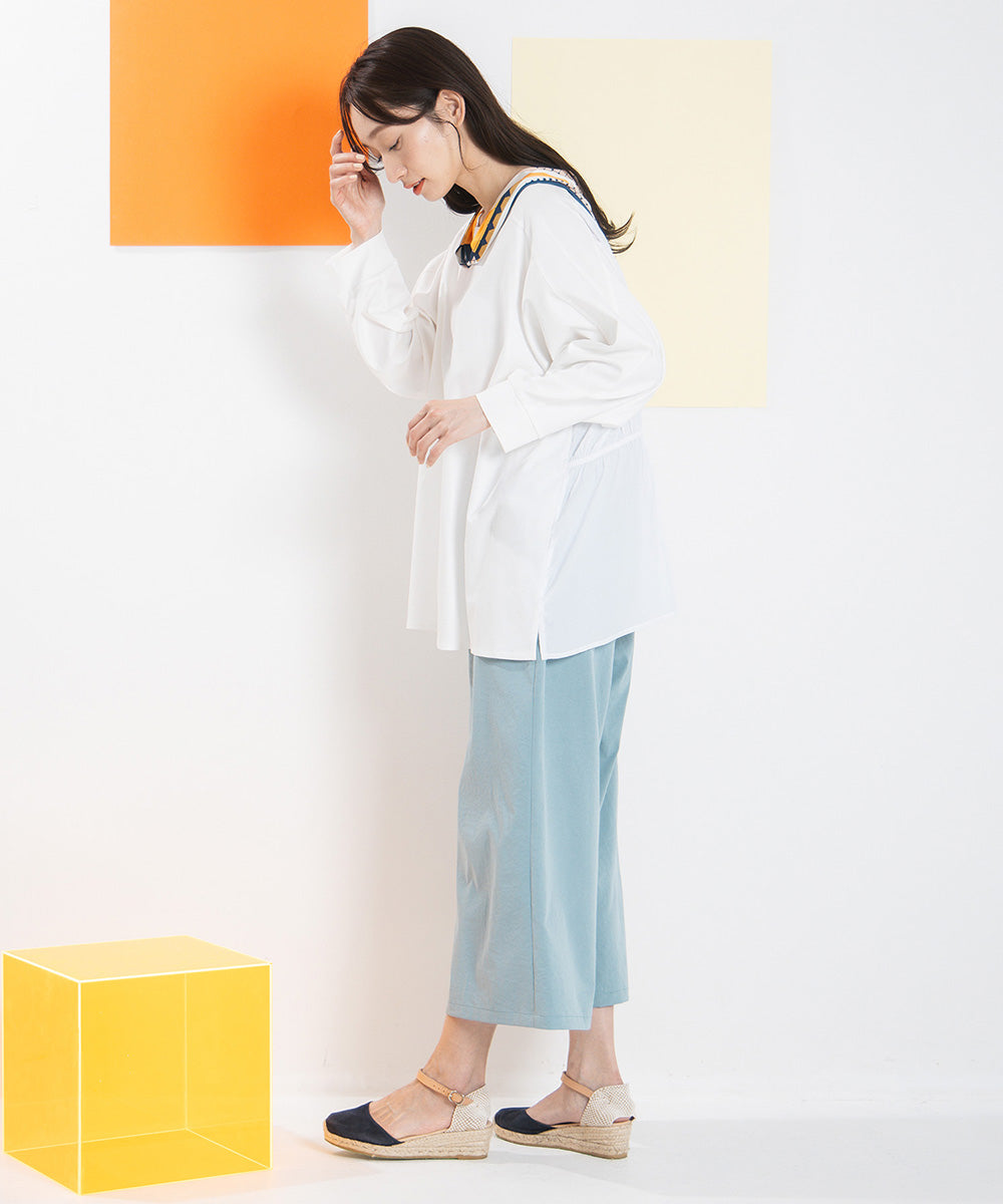 FONTLAB シルケットポンチ×布帛ギャザーコンビプルオーバー