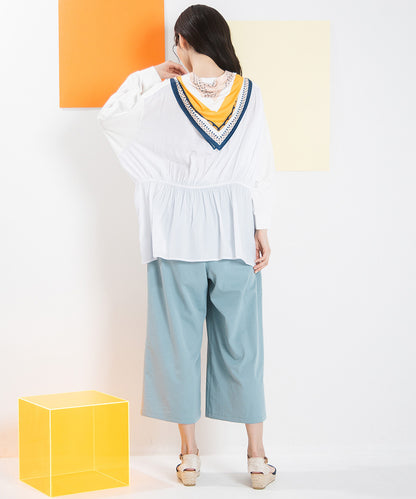 FONTLAB シルケットポンチ×布帛ギャザーコンビプルオーバー