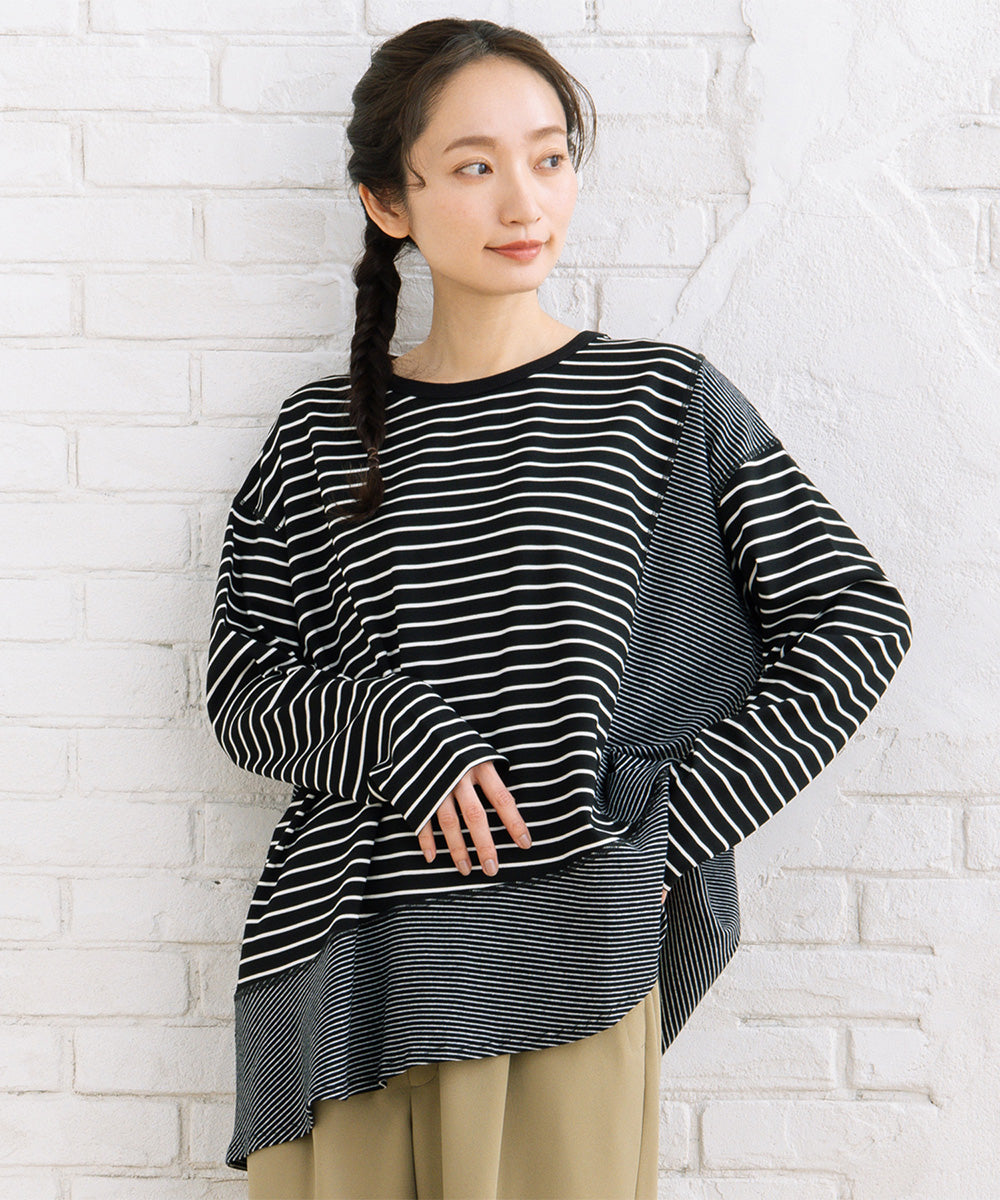 FONTLAB スイッチボーダーアシンメトリーカットソー