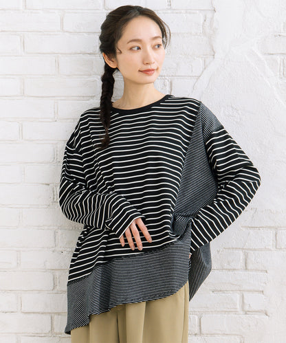 FONTLAB スイッチボーダーアシンメトリーカットソー