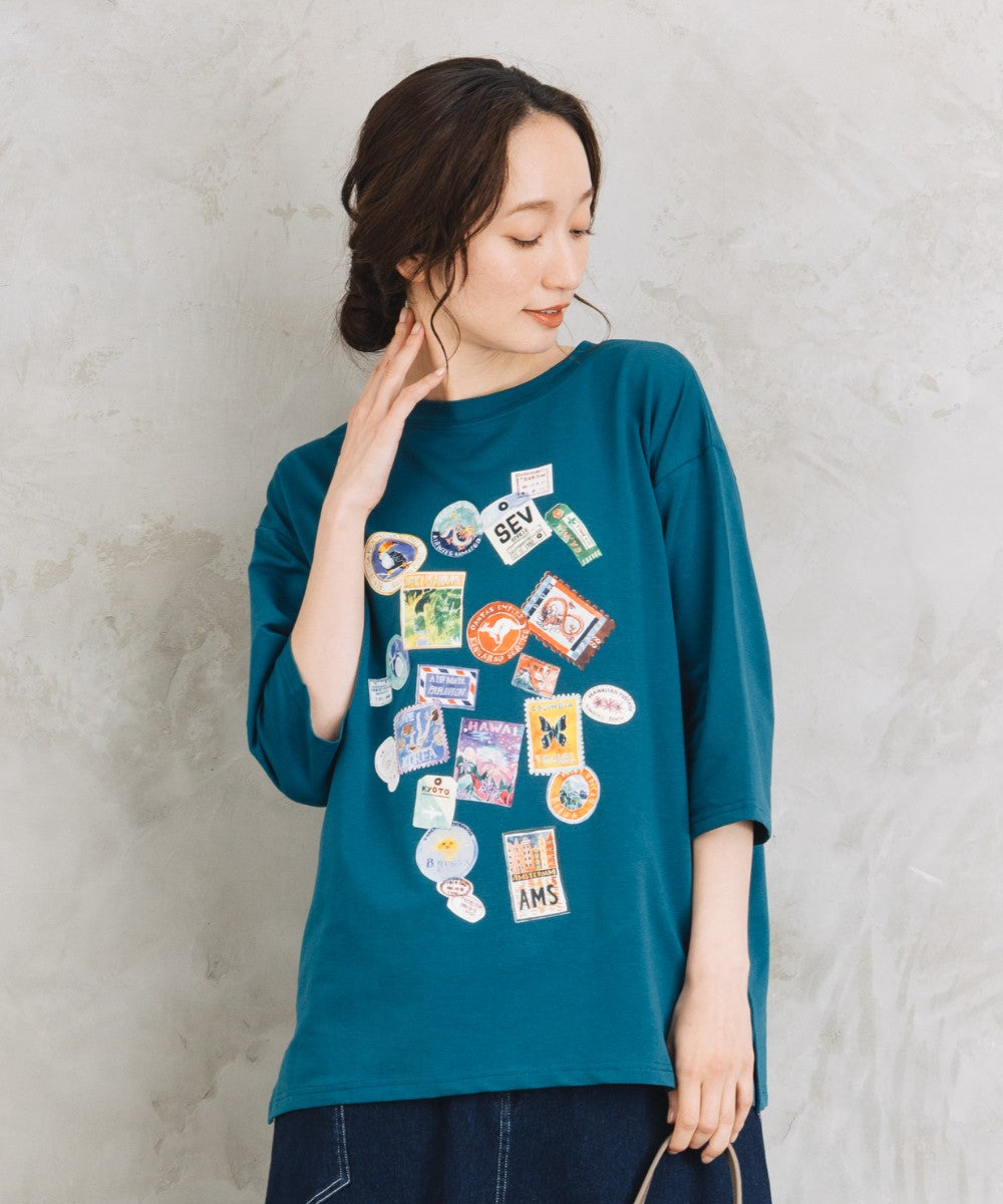 Bleu tango [Rogique]Jorney Memoriesプリント七分袖Tシャツ