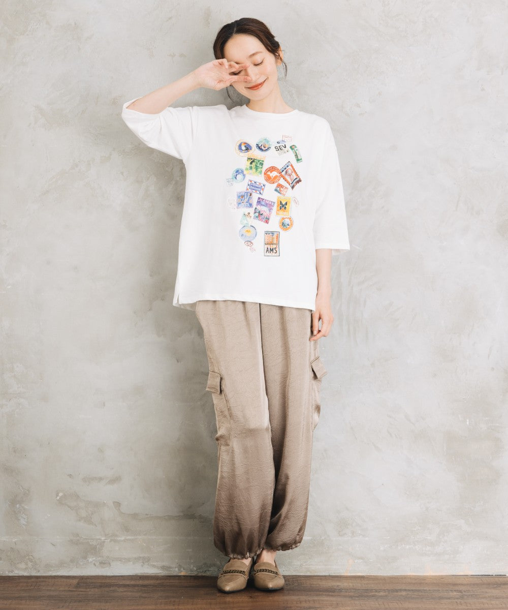 Bleu tango [Rogique]Jorney Memoriesプリント七分袖Tシャツ