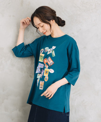 Bleu tango [Rogique]Jorney Memoriesプリント七分袖Tシャツ