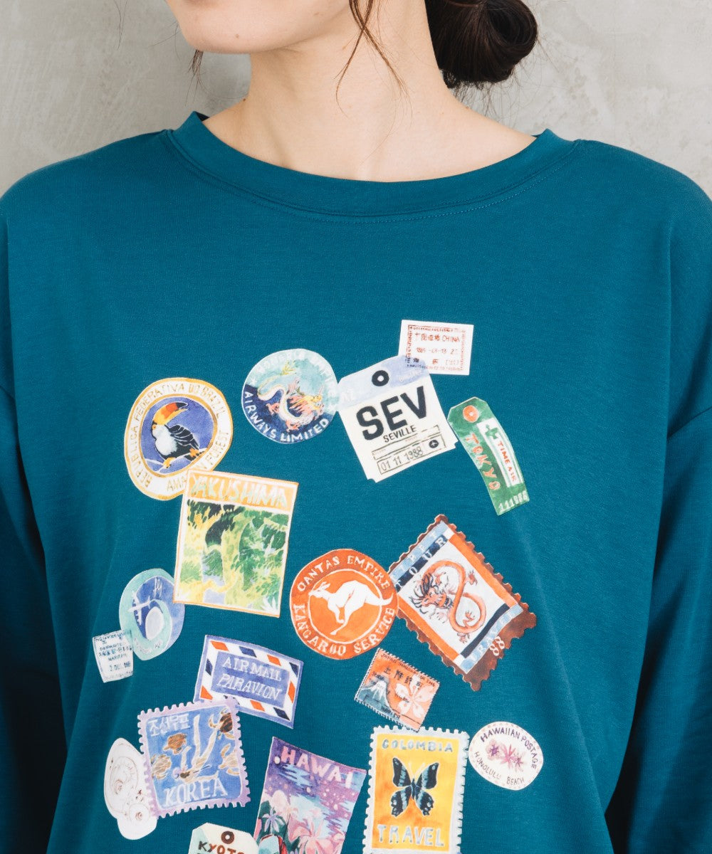 Bleu tango [Rogique]Jorney Memoriesプリント七分袖Tシャツ