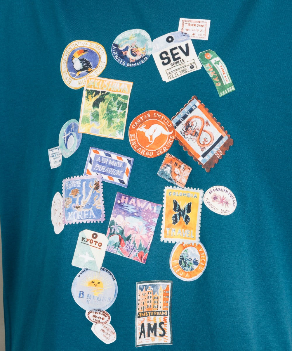Bleu tango [Rogique]Jorney Memoriesプリント七分袖Tシャツ