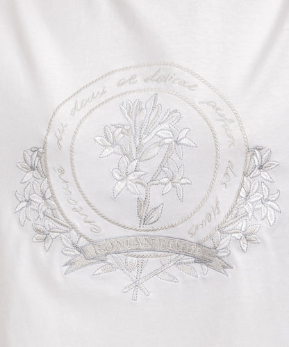 フラワーエンブレム刺繍Tシャツ