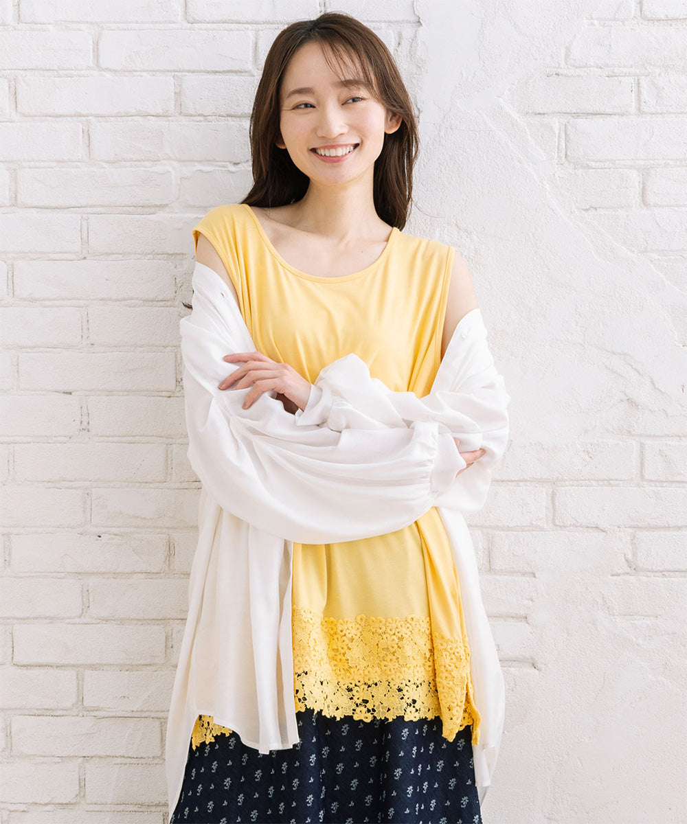 【抗菌・防臭】裾レースタンクトップ