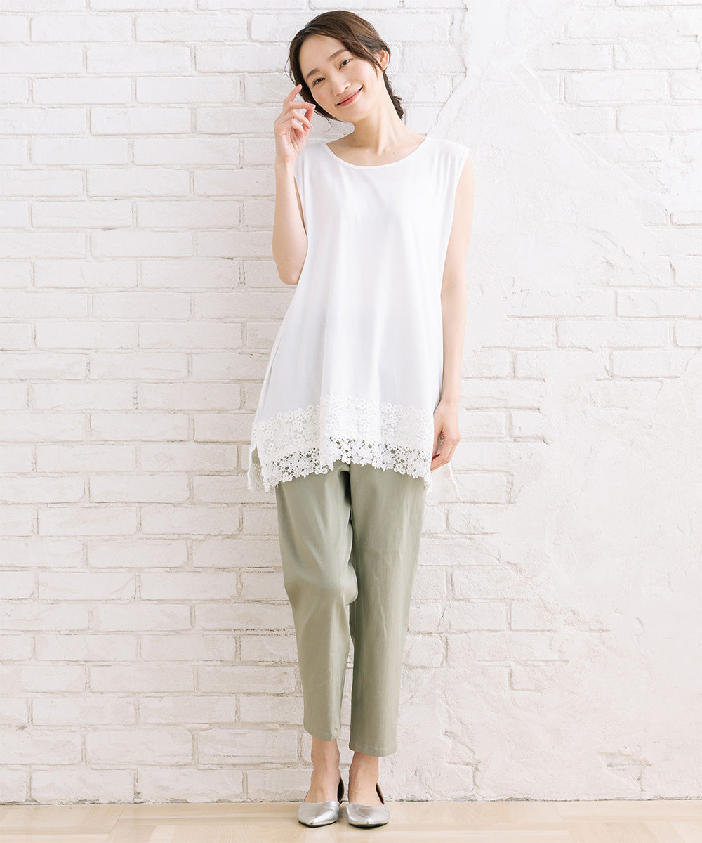 【抗菌・防臭】裾レースタンクトップ