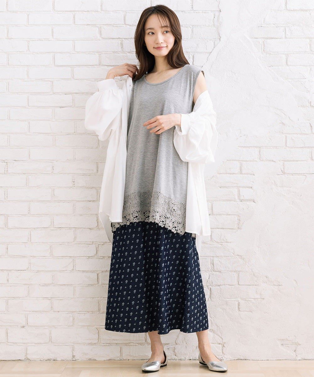 【抗菌・防臭】裾レースタンクトップ