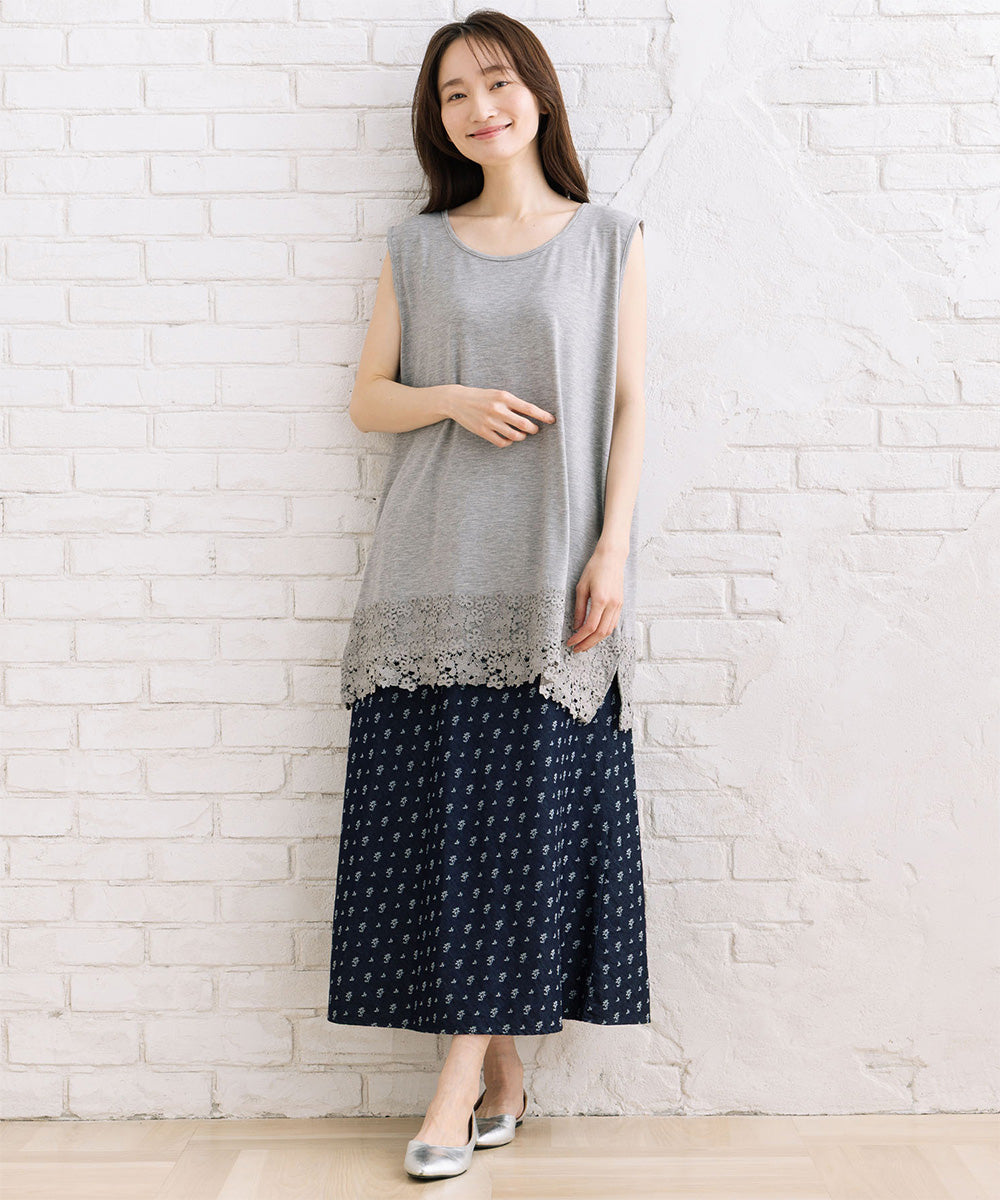 【抗菌・防臭】裾レースタンクトップ