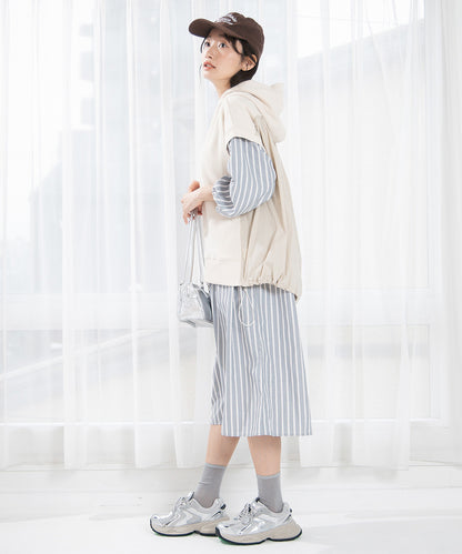 布帛コンビフーディベスト大きいサイズ レディース フーディー