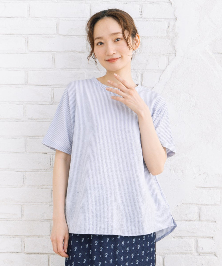 〈MADE IN JAPAN〉【LYCRA・COOLMAX・吸汗・速乾】シアサッカーカットソー