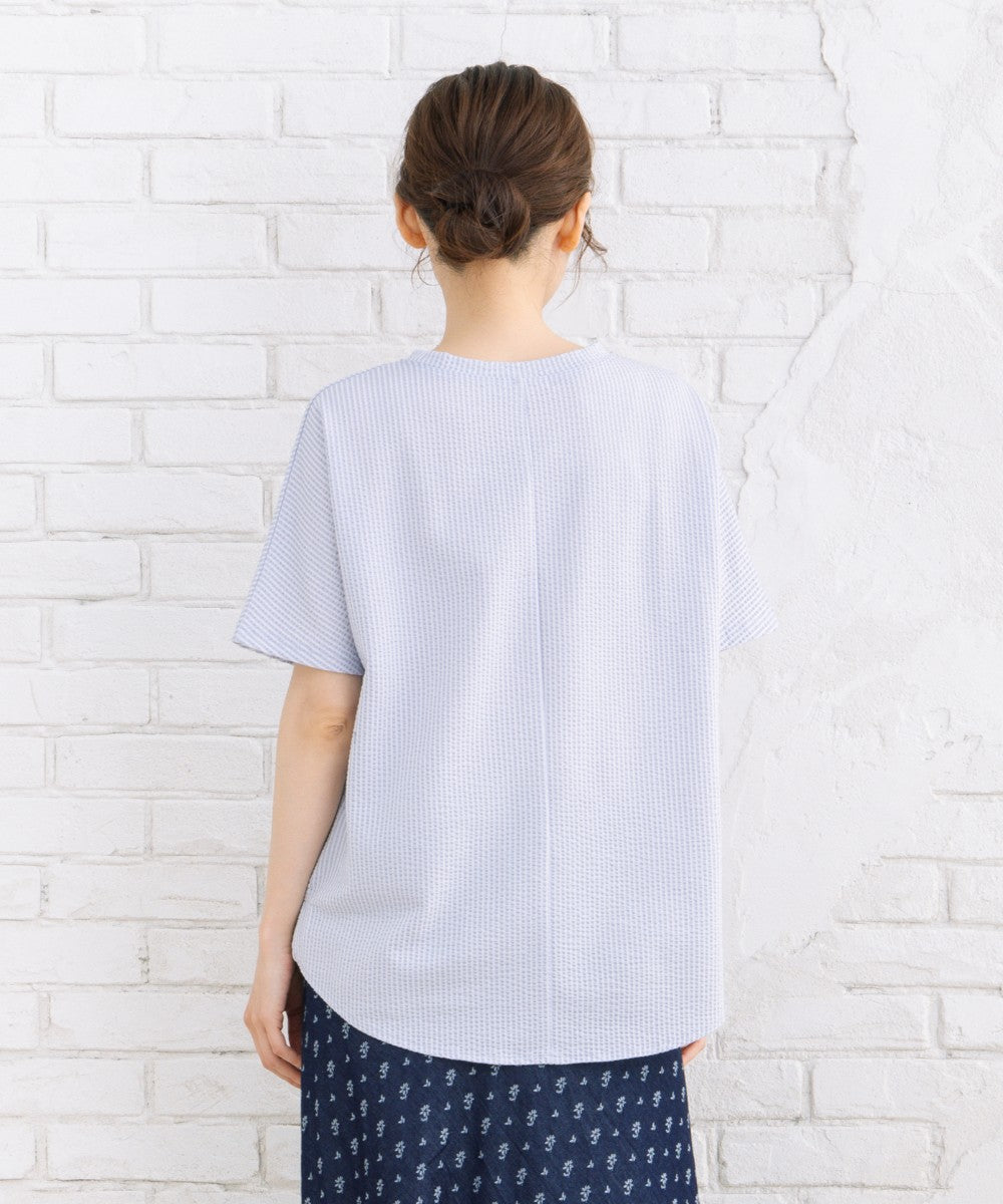 21号(6L～) 〈MADE IN JAPAN〉【LYCRA・COOLMAX・吸汗・速乾】シアサッカーカットソー