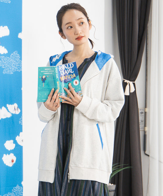 Bleu tango マチルダプリント裏毛ジップフーディ