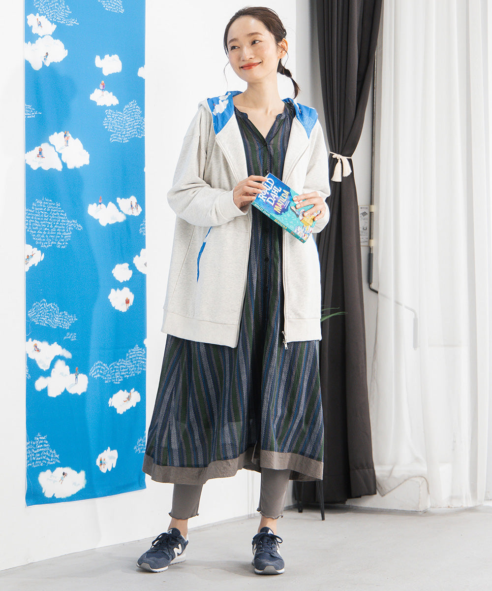 21号(6L～) Bleu tango マチルダプリント裏毛ジップフーディ