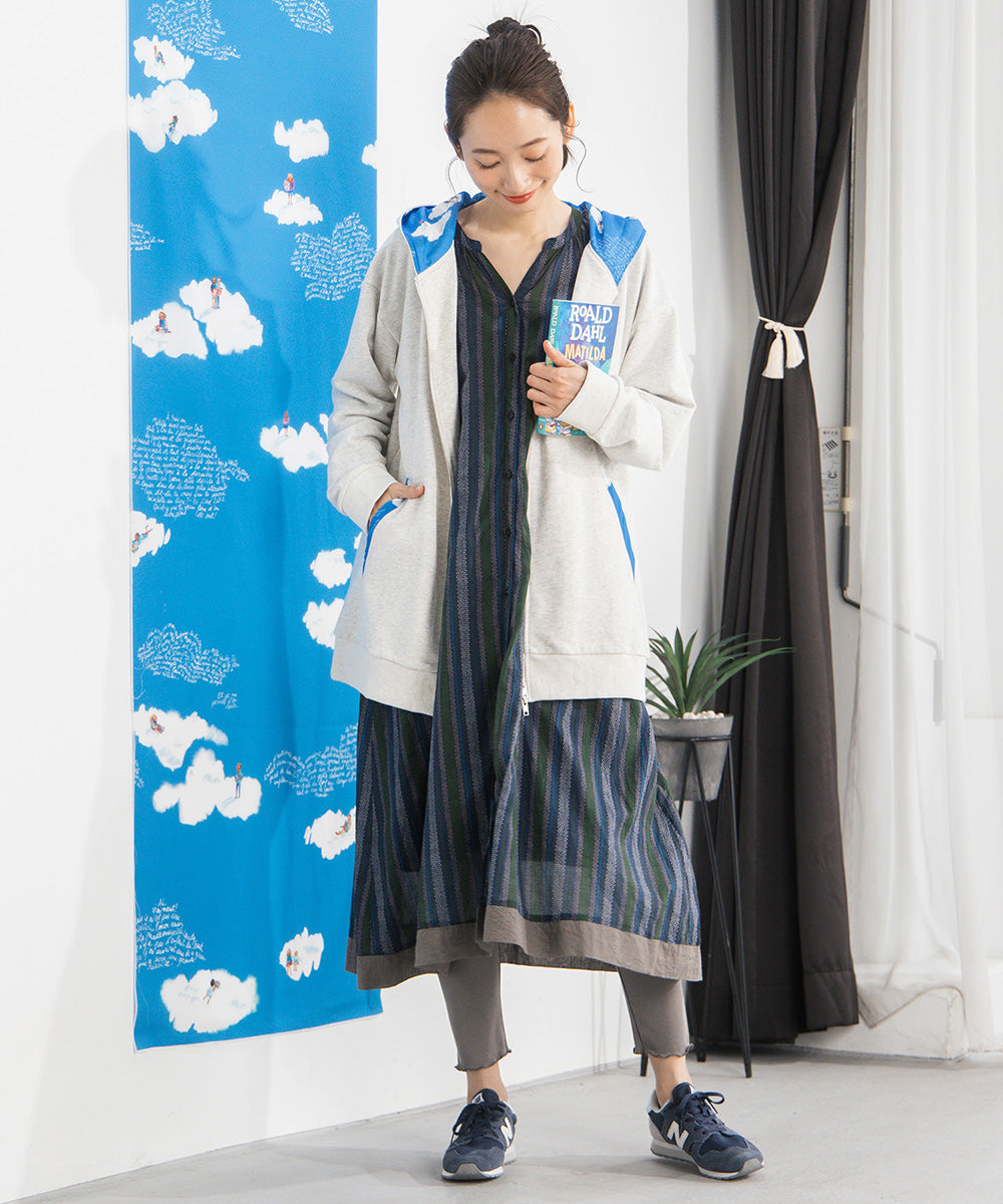 21号(6L～) Bleu tango マチルダプリント裏毛ジップフーディ