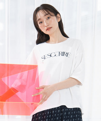 FONTLAB パールデコレートロゴ6分袖Tシャツ