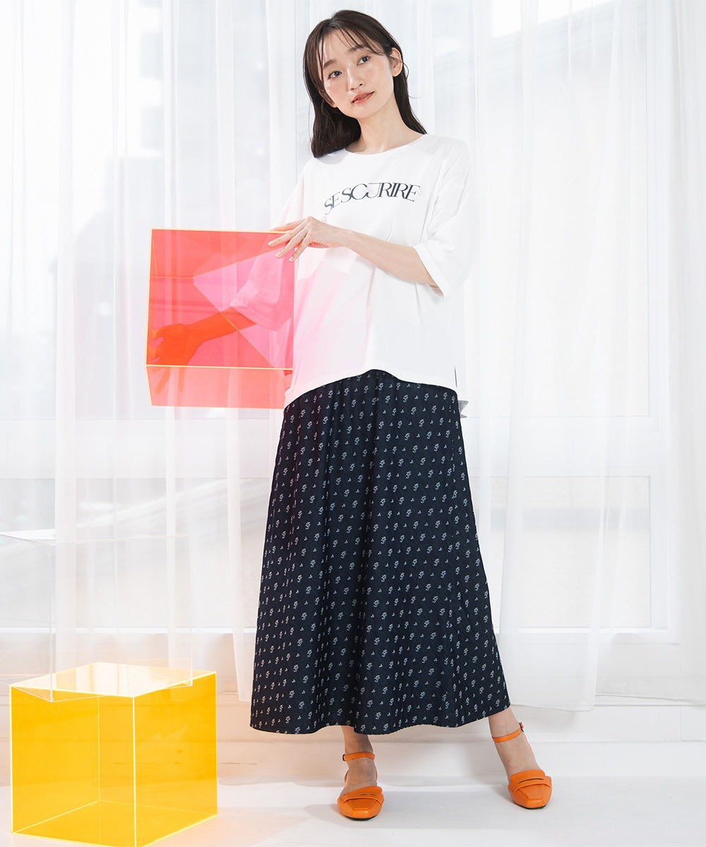 FONTLAB パールデコレートロゴ6分袖Tシャツ