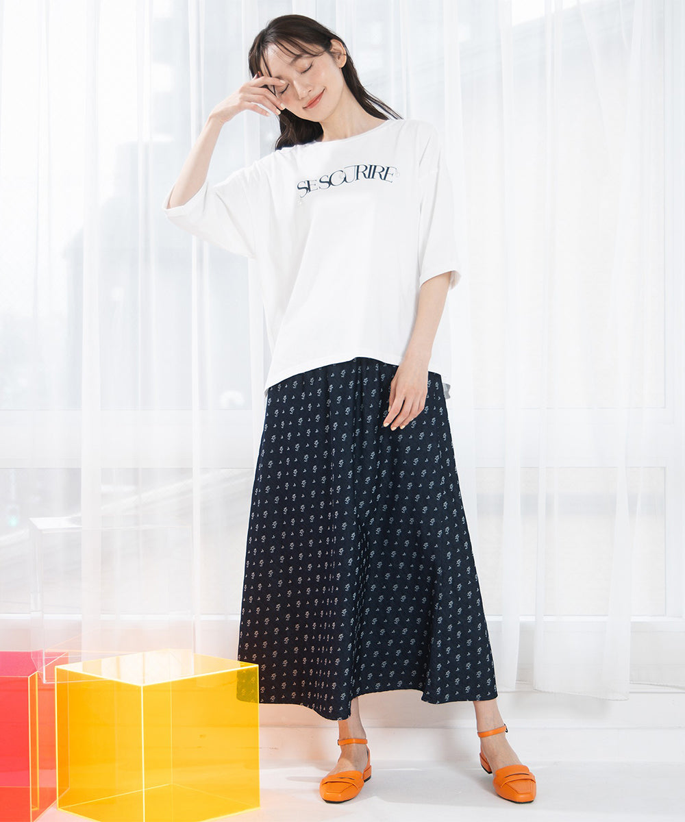 FONTLAB パールデコレートロゴ6分袖Tシャツ