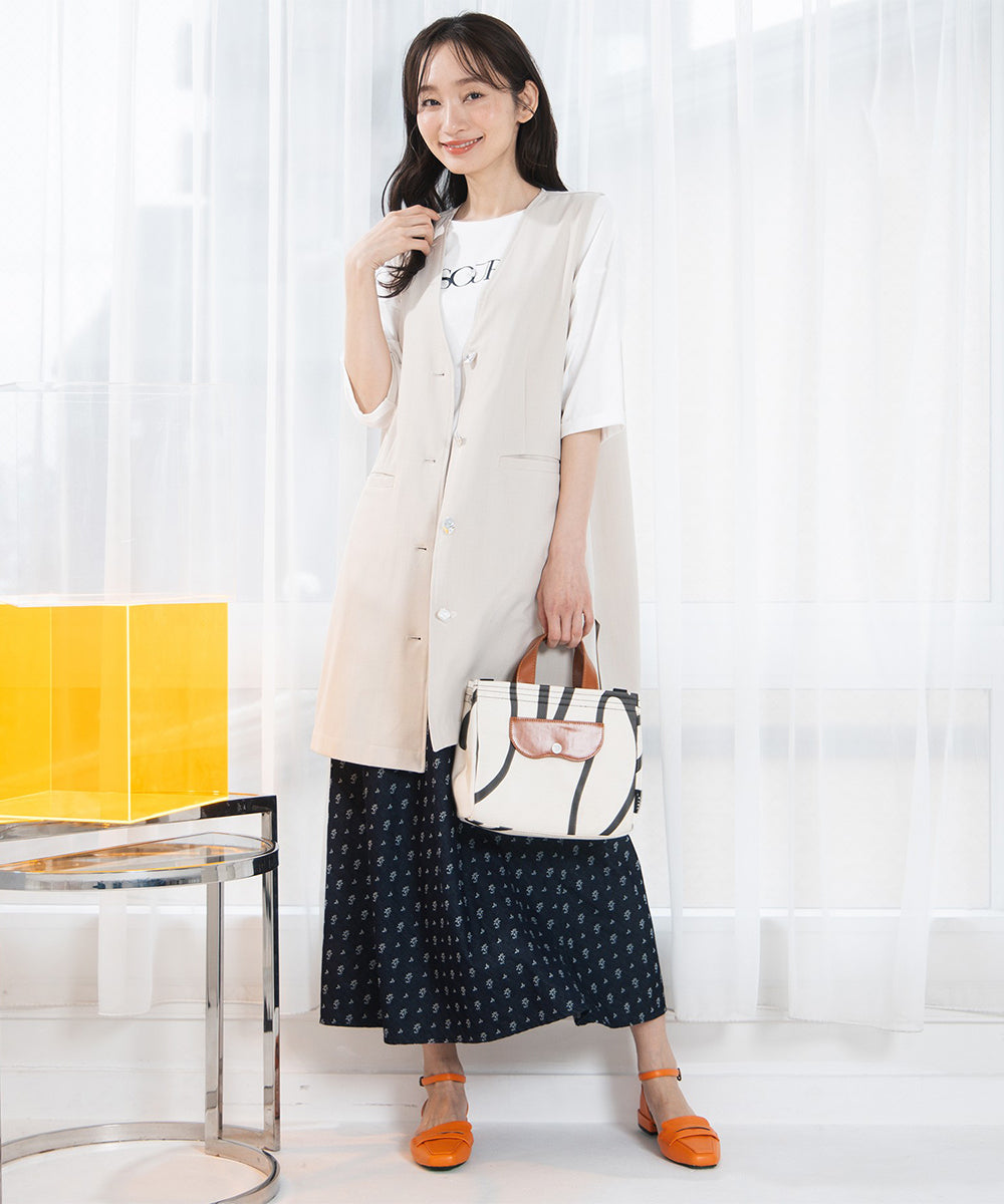 FONTLAB パールデコレートロゴ6分袖Tシャツ