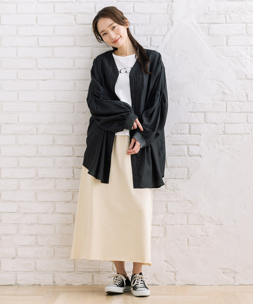 FONTLAB パールデコレートロゴ6分袖Tシャツ