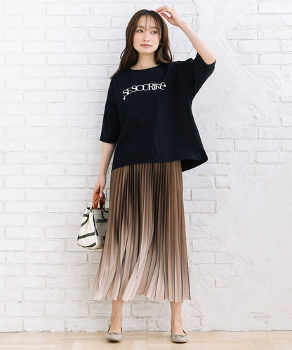 FONTLAB パールデコレートロゴ6分袖Tシャツ