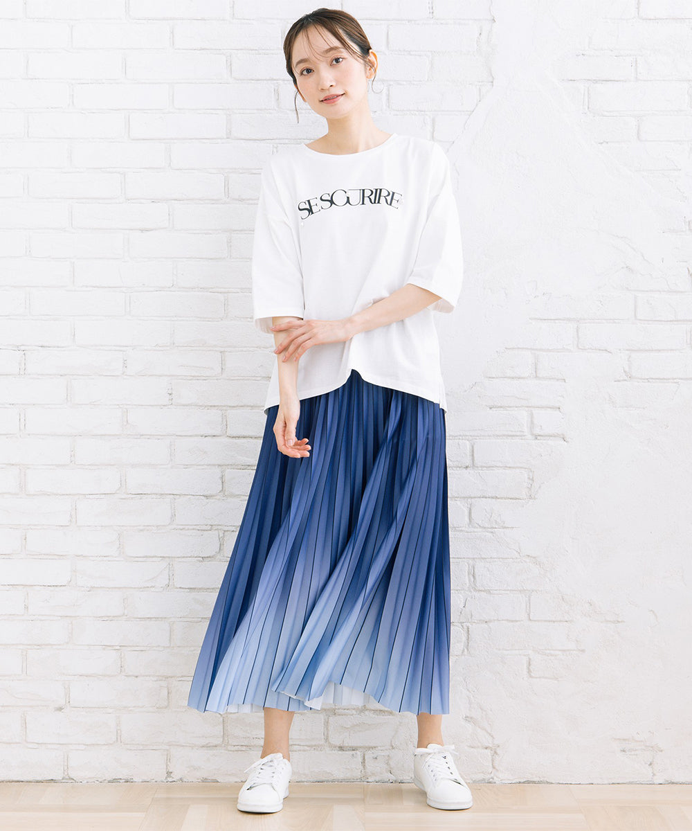 FONTLAB パールデコレートロゴ6分袖Tシャツ