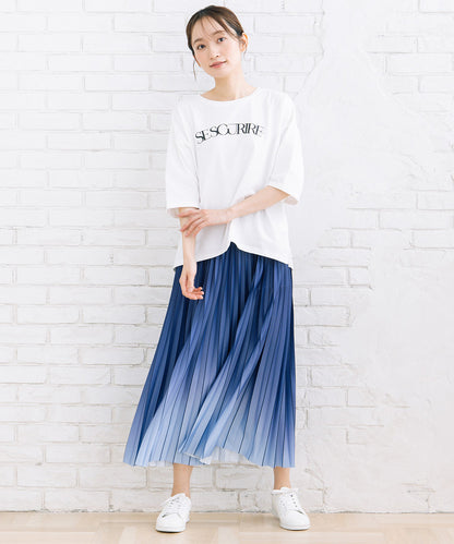 FONTLAB パールデコレートロゴ6分袖Tシャツ