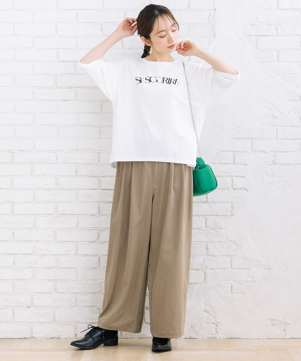 FONTLAB パールデコレートロゴ6分袖Tシャツ