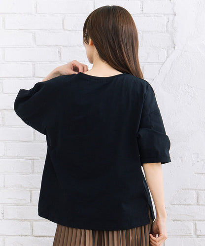 FONTLAB パールデコレートロゴ6分袖Tシャツ