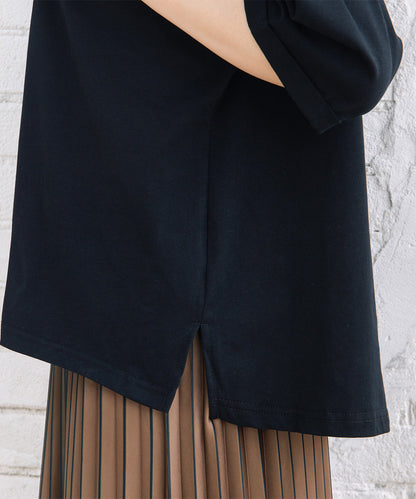 FONTLAB パールデコレートロゴ6分袖Tシャツ