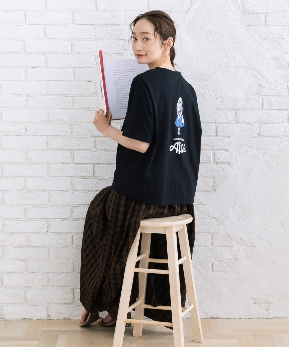 Rogique]THE MACMILLAN Alice アリスバックプリントスペード刺繍T