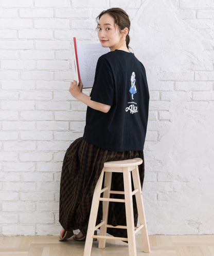 [Rogique]THE MACMILLAN Alice アリスバックプリントスペード刺繍Tシャツ