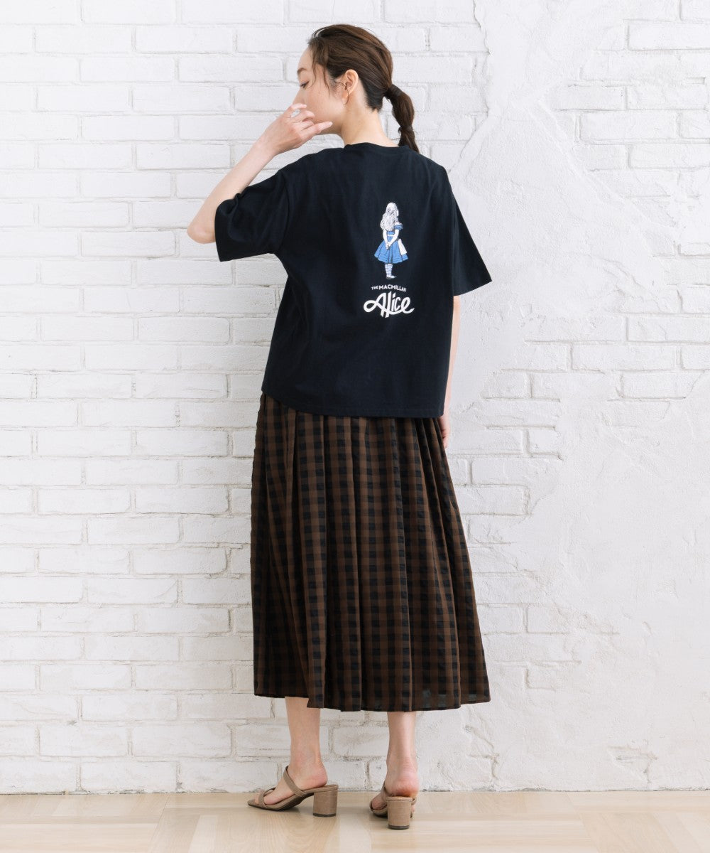 [Rogique]THE MACMILLAN Alice アリスバックプリントスペード刺繍Tシャツ