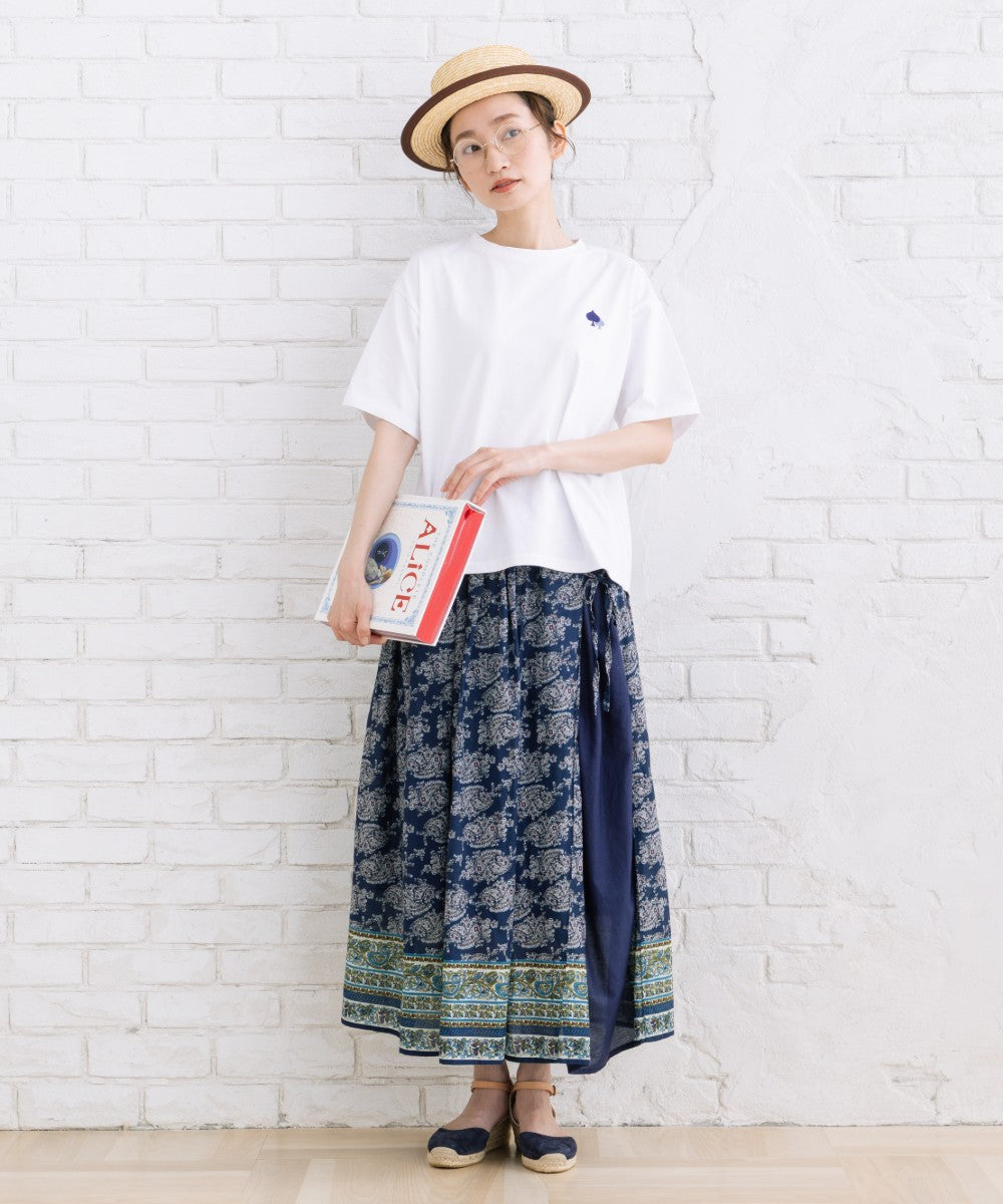 [Rogique]THE MACMILLAN Alice アリスバックプリントスペード刺繍Tシャツ