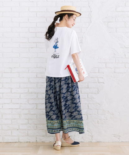 [Rogique]THE MACMILLAN Alice アリスバックプリントスペード刺繍Tシャツ