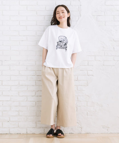 21号(6L～) [Rogique]THE MACMILLAN Alice モノクロアリスプリントスペードトランプ刺繍Tシャツ