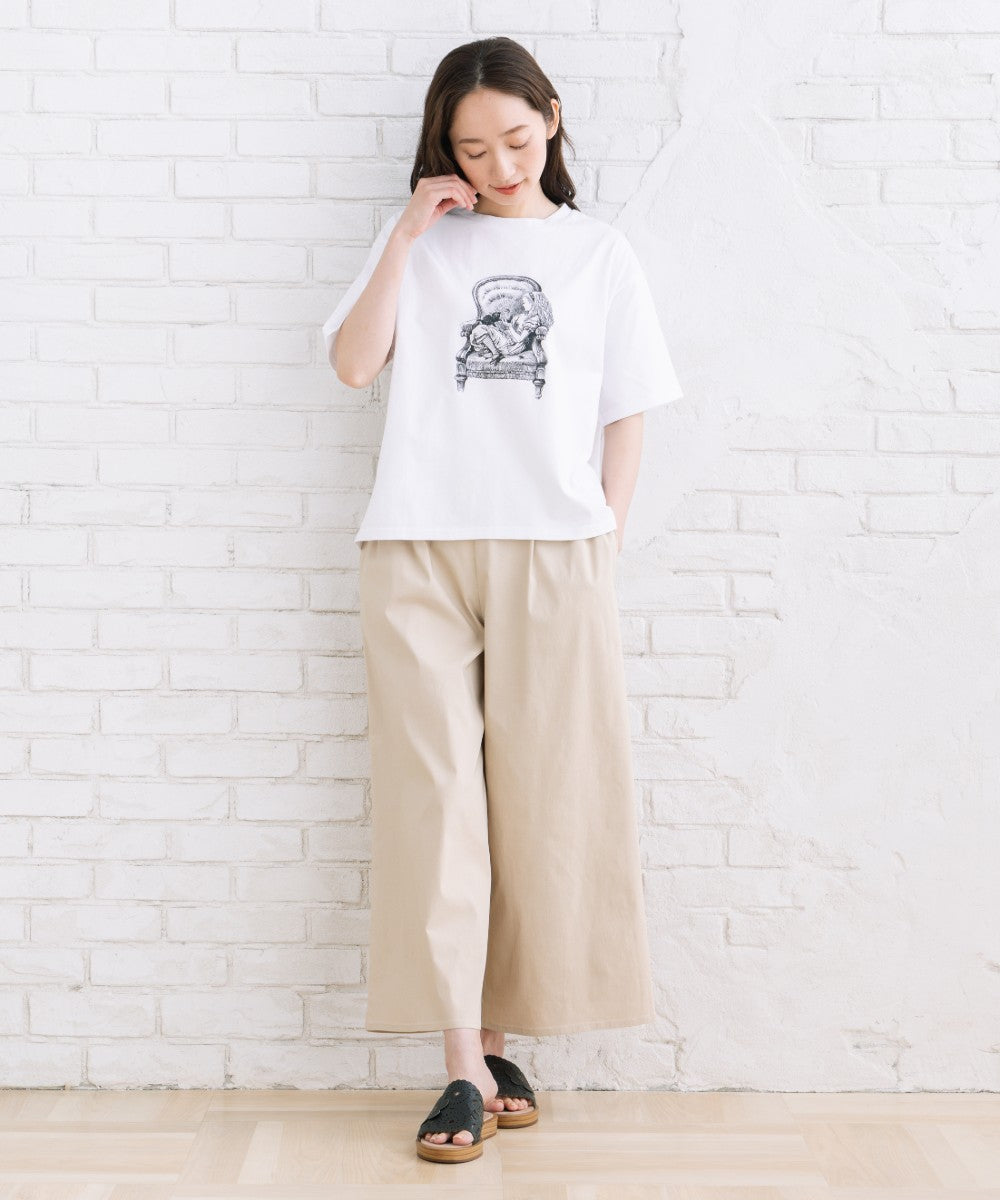[Rogique]THE MACMILLAN Alice モノクロアリスプリントスペードトランプ刺繍Tシャツ