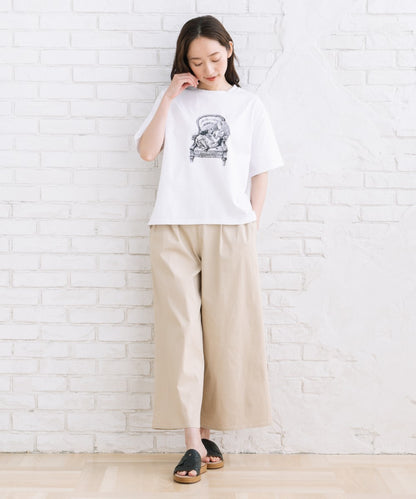 [Rogique]THE MACMILLAN Alice モノクロアリスプリントスペードトランプ刺繍Tシャツ