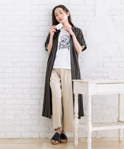 [Rogique]THE MACMILLAN Alice モノクロアリスプリントスペードトランプ刺繍Tシャツ