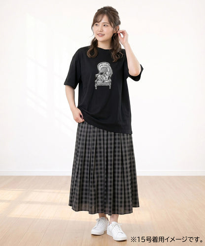 21号(6L～) [Rogique]THE MACMILLAN Alice モノクロアリスプリントスペードトランプ刺繍Tシャツ