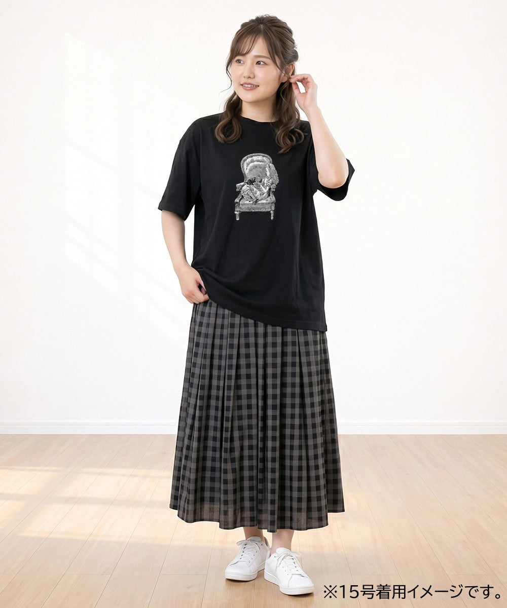 [Rogique]THE MACMILLAN Alice モノクロアリスプリントスペードトランプ刺繍Tシャツ