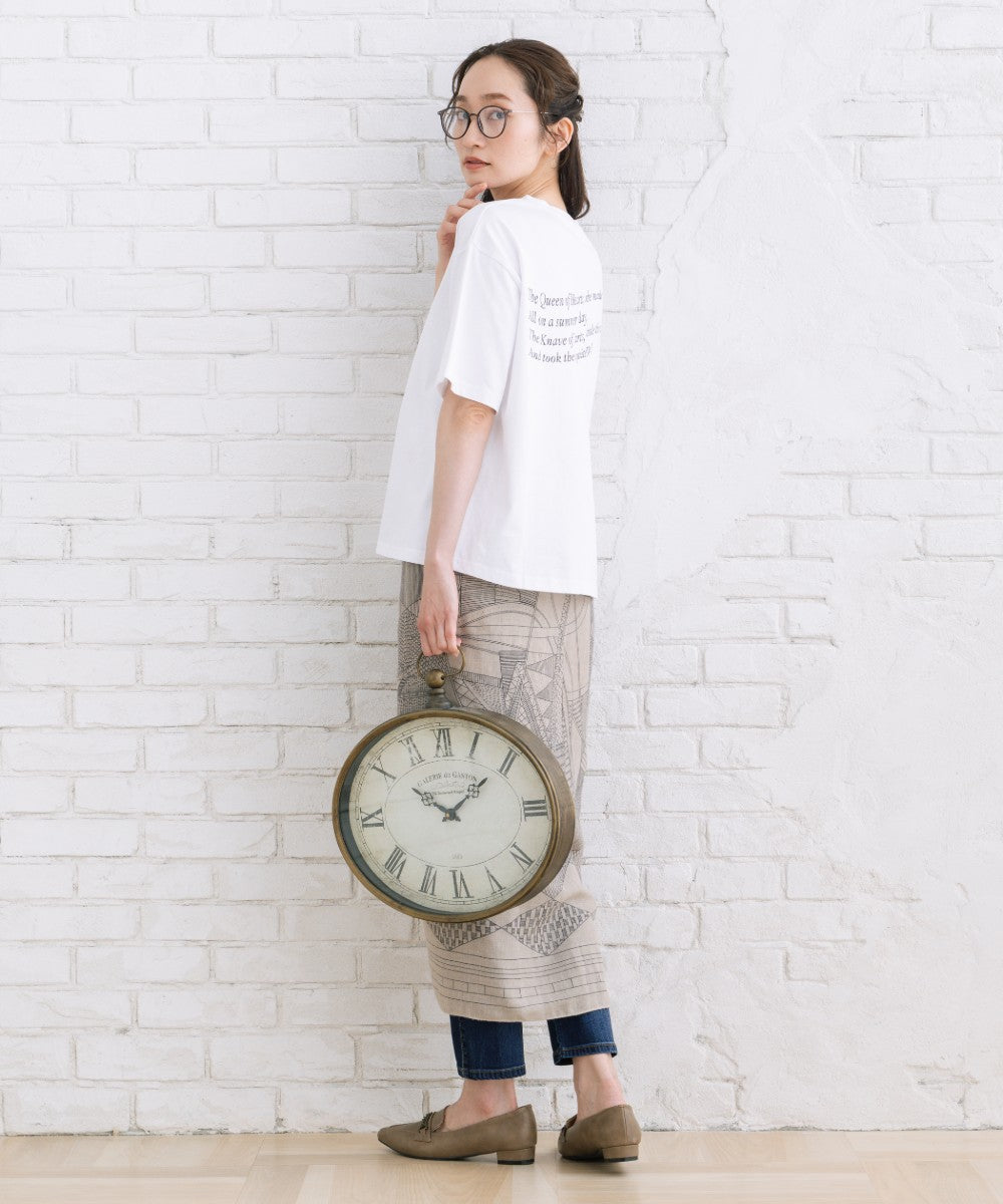 [Rogique]THE MACMILLAN Alice Queen of Heartsバックプリントスペード刺繍Tシャツ