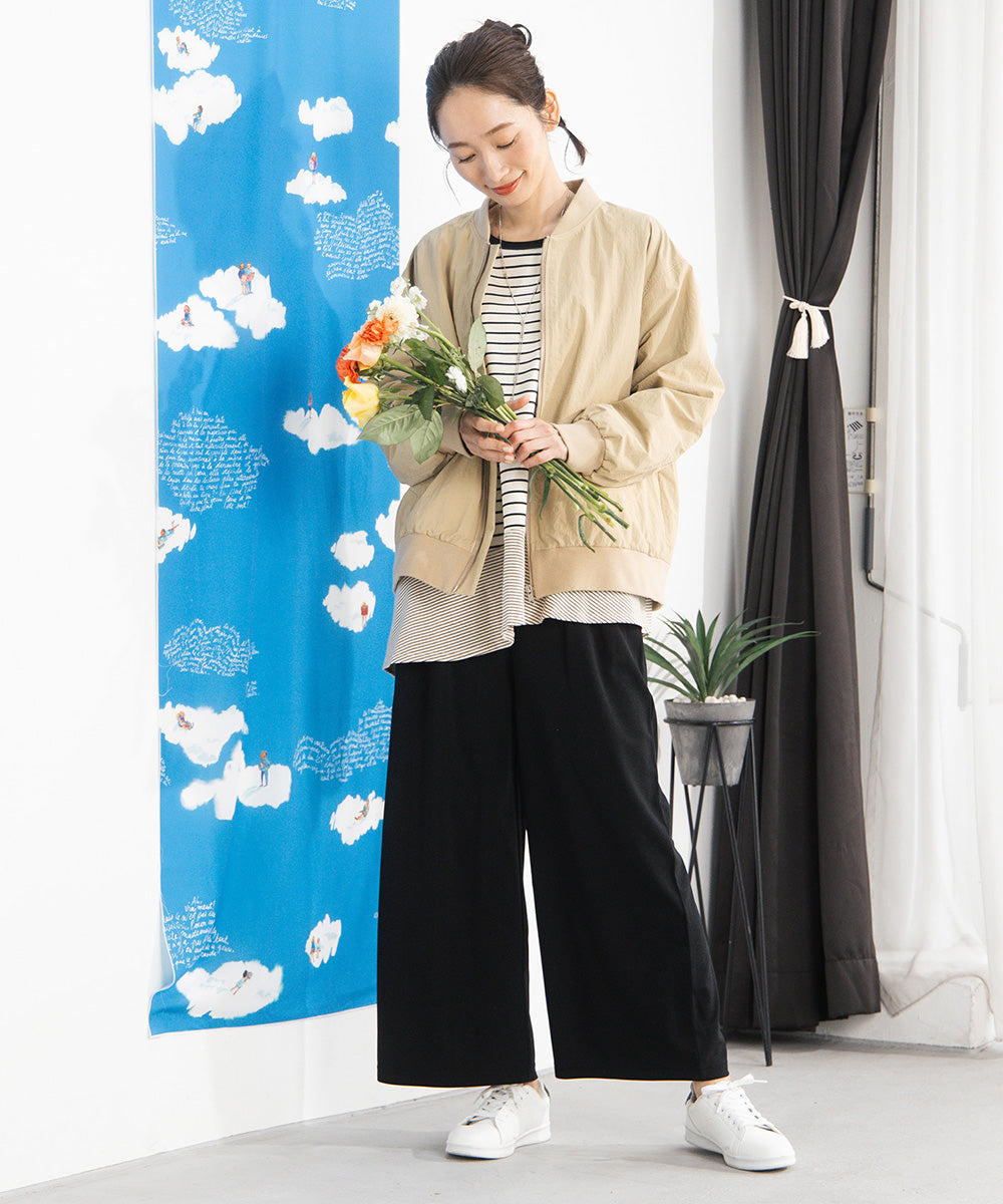 FONTLAB 【COOL・UV・速乾】キーネックカットソー×ワイドタックパンツセットアップ