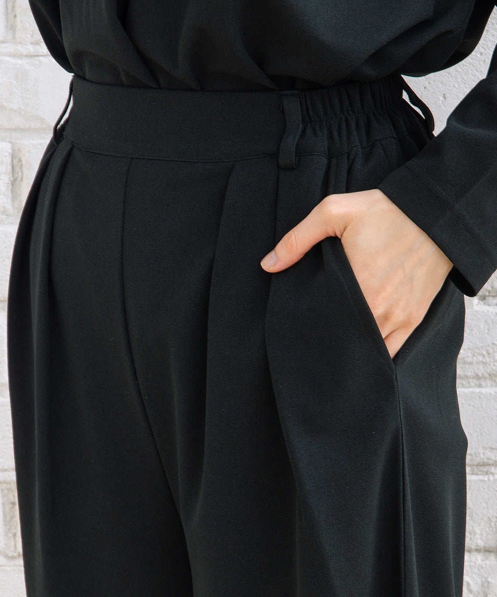 FONTLAB 【COOL・UV・速乾】キーネックカットソー×ワイドタックパンツセットアップ