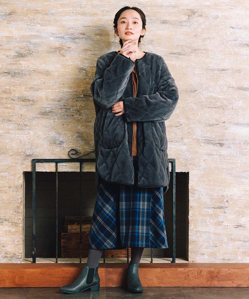 ファー×キルティングリバーシブルコート