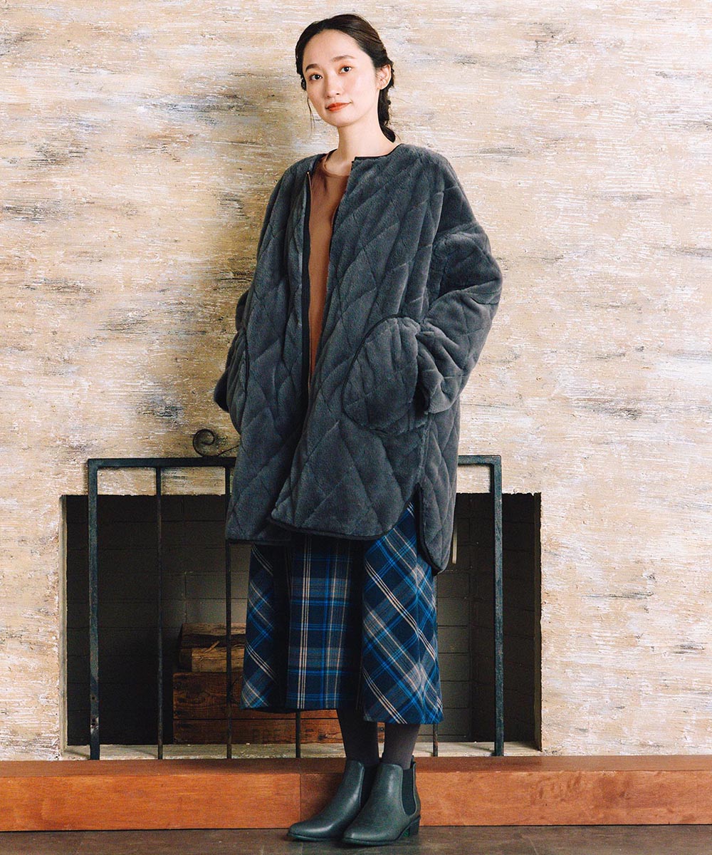 ファー×キルティングリバーシブルコート