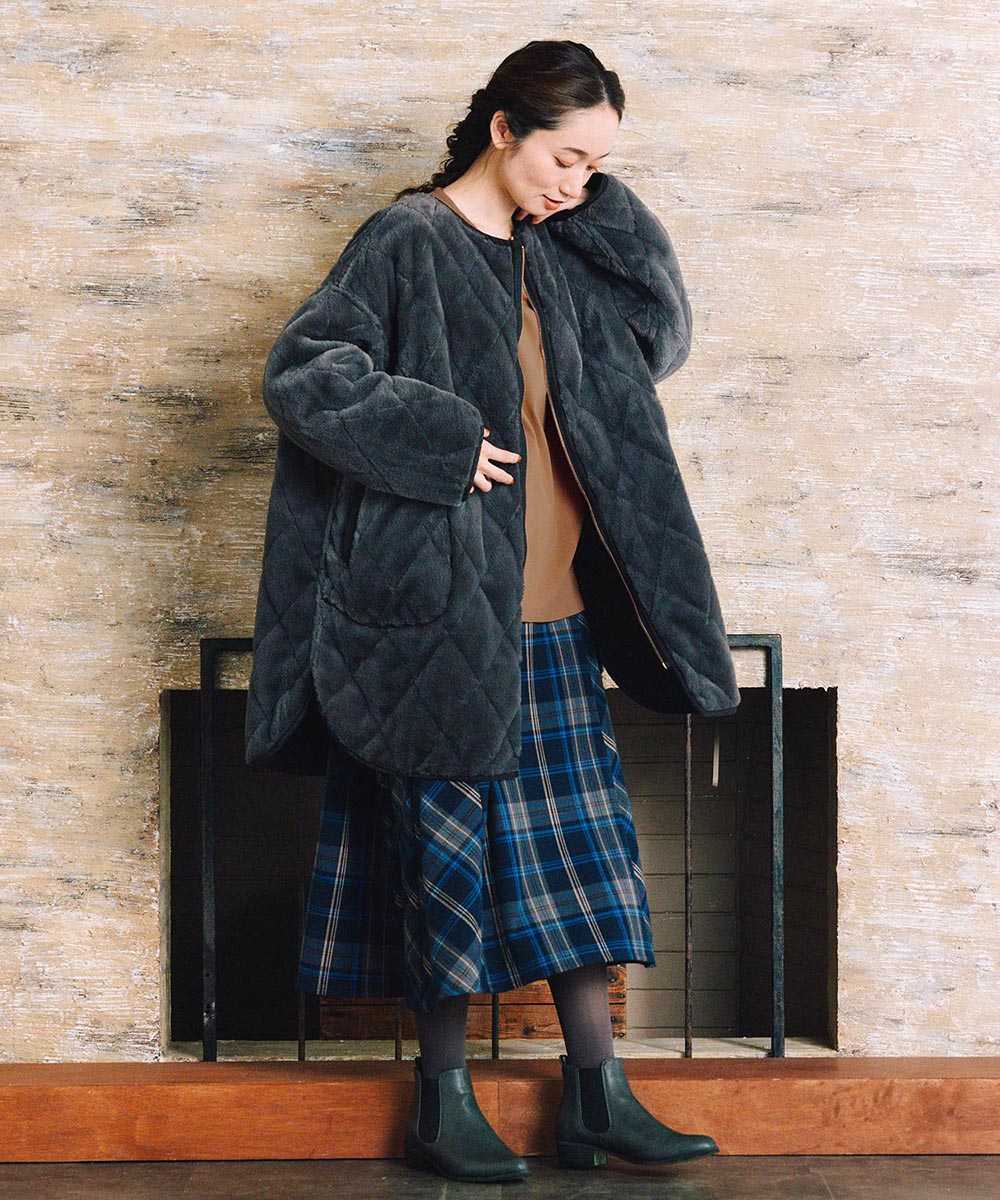 21号(6L～) ファー×キルティングリバーシブルコート