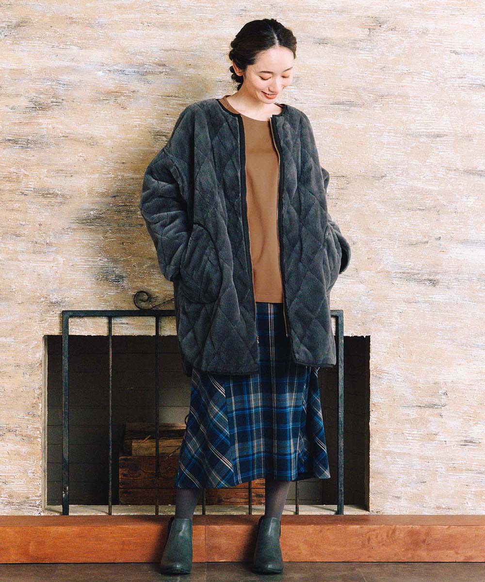 ファー×キルティングリバーシブルコート
