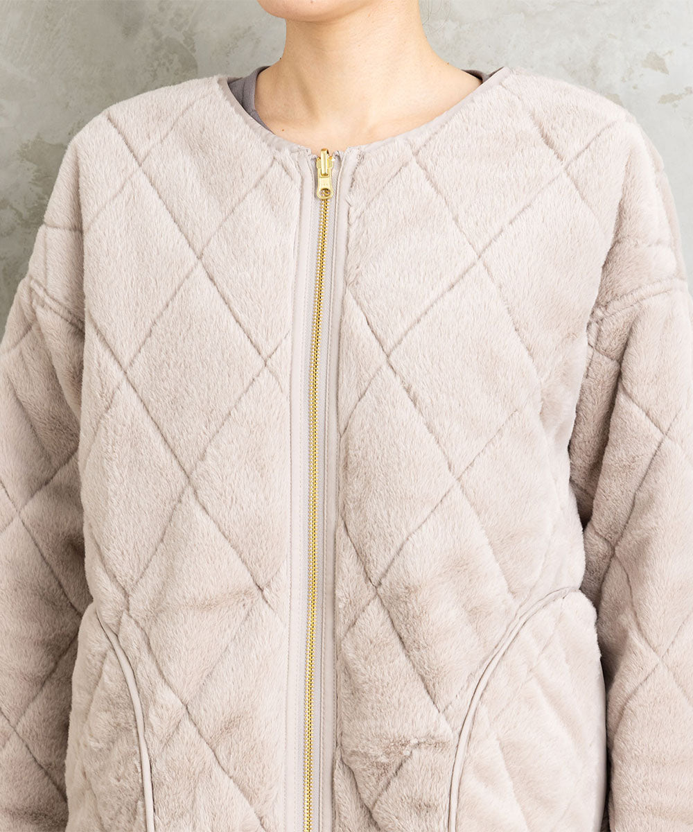 ファー×キルティングリバーシブルコート